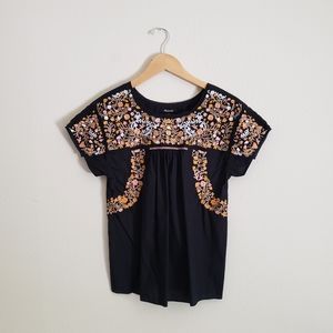 Madewell Embroidered Springtime Top in True Black